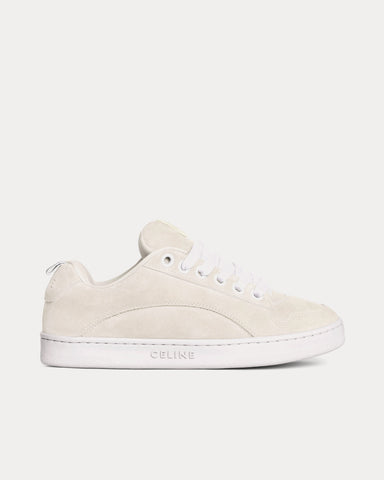 Celine Huntington Suede Calfskin & Mesh Optic White Low Top Sneakers