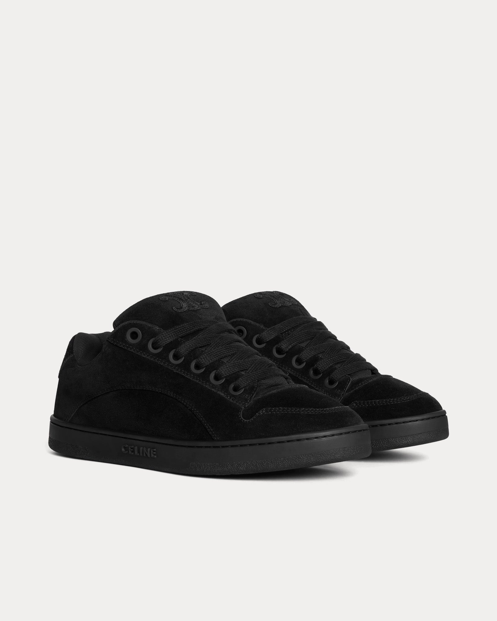 Celine Huntington Suede Calfskin & Mesh Black Low Top Sneakers - 2