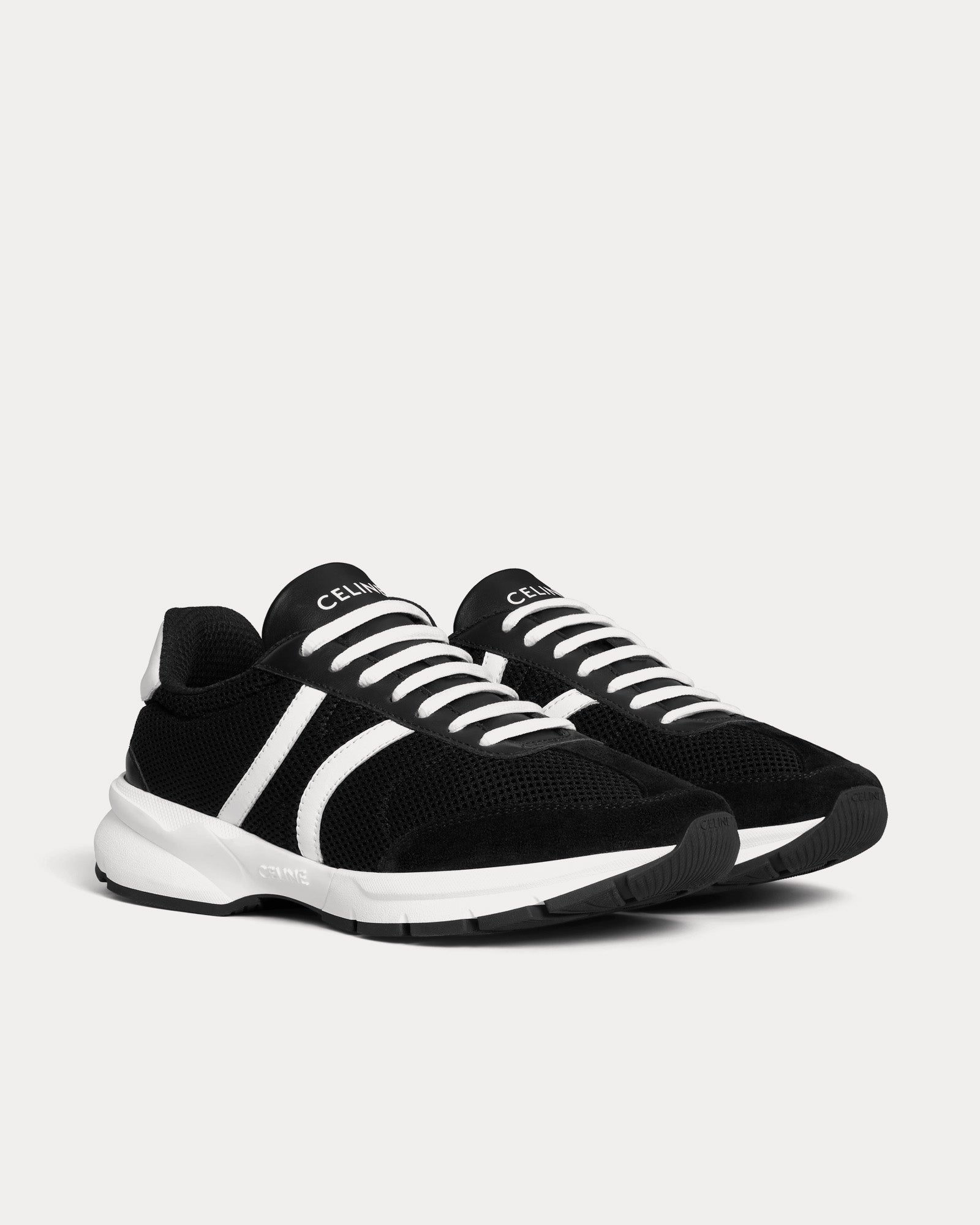 Celine CR-01 Runner Mesh, Calfskin & Suede Black / Optic White / Low Top Sneakers - 2