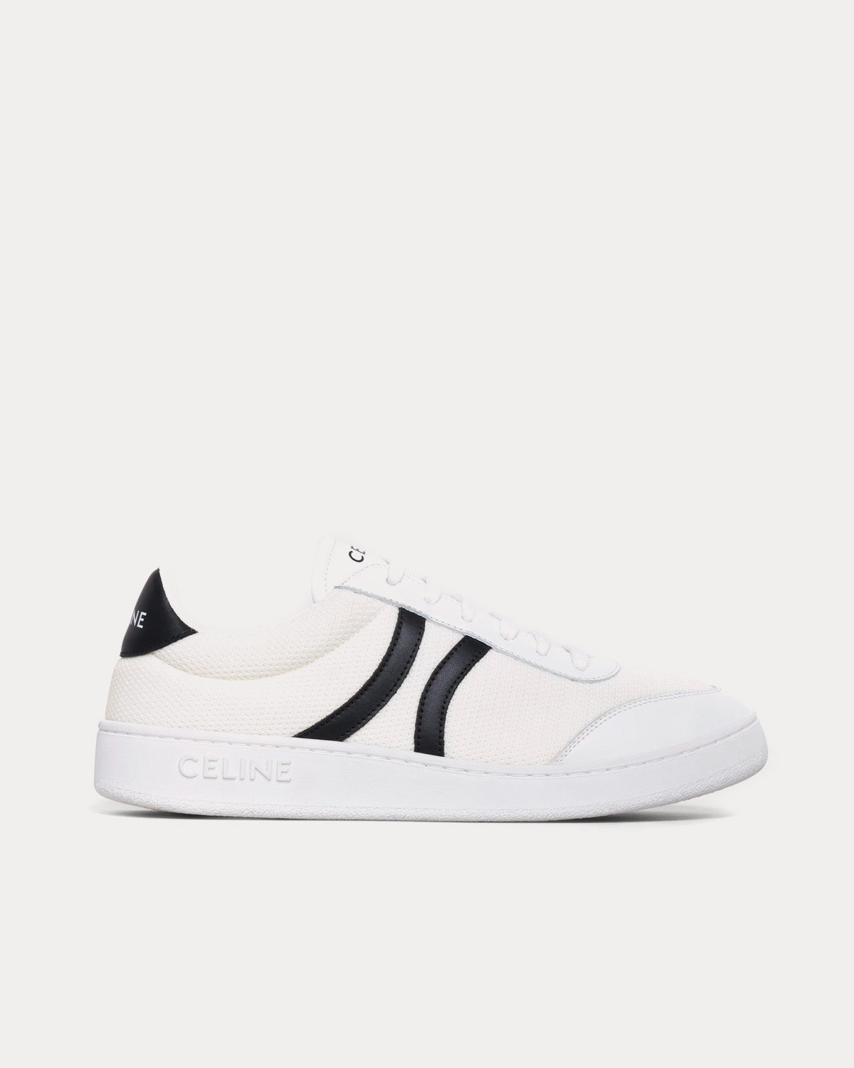 Celine Tennis Mesh & Calfskin Optic White / Black Low Top Sneakers - 1