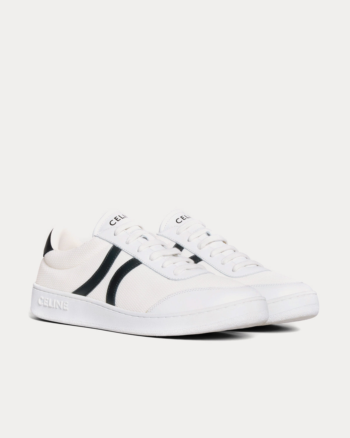 Celine Tennis Mesh & Calfskin Optic White / Black Low Top Sneakers - 2