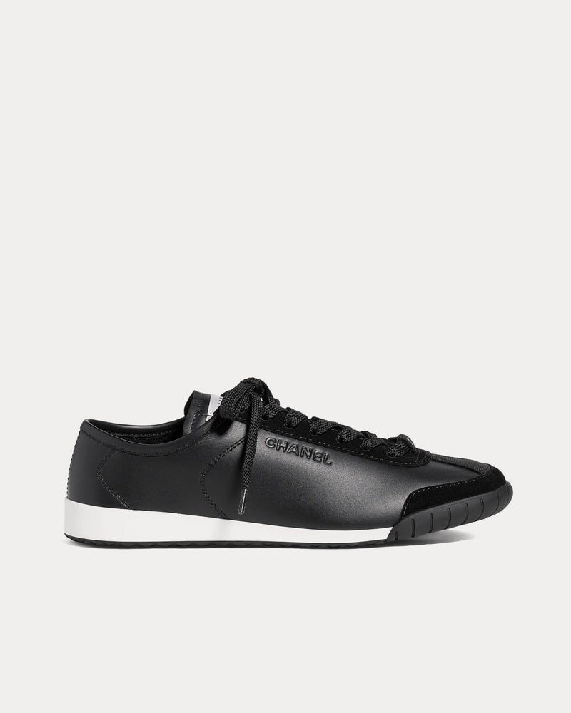 Chanel Calfskin & Suede Calfskin Black Low Top Sneakers - 1