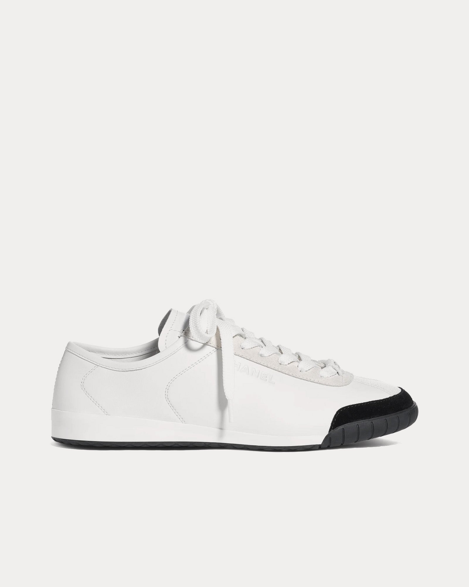 Chanel Calfskin & Suede Calfskin White Low Top Sneakers - 1