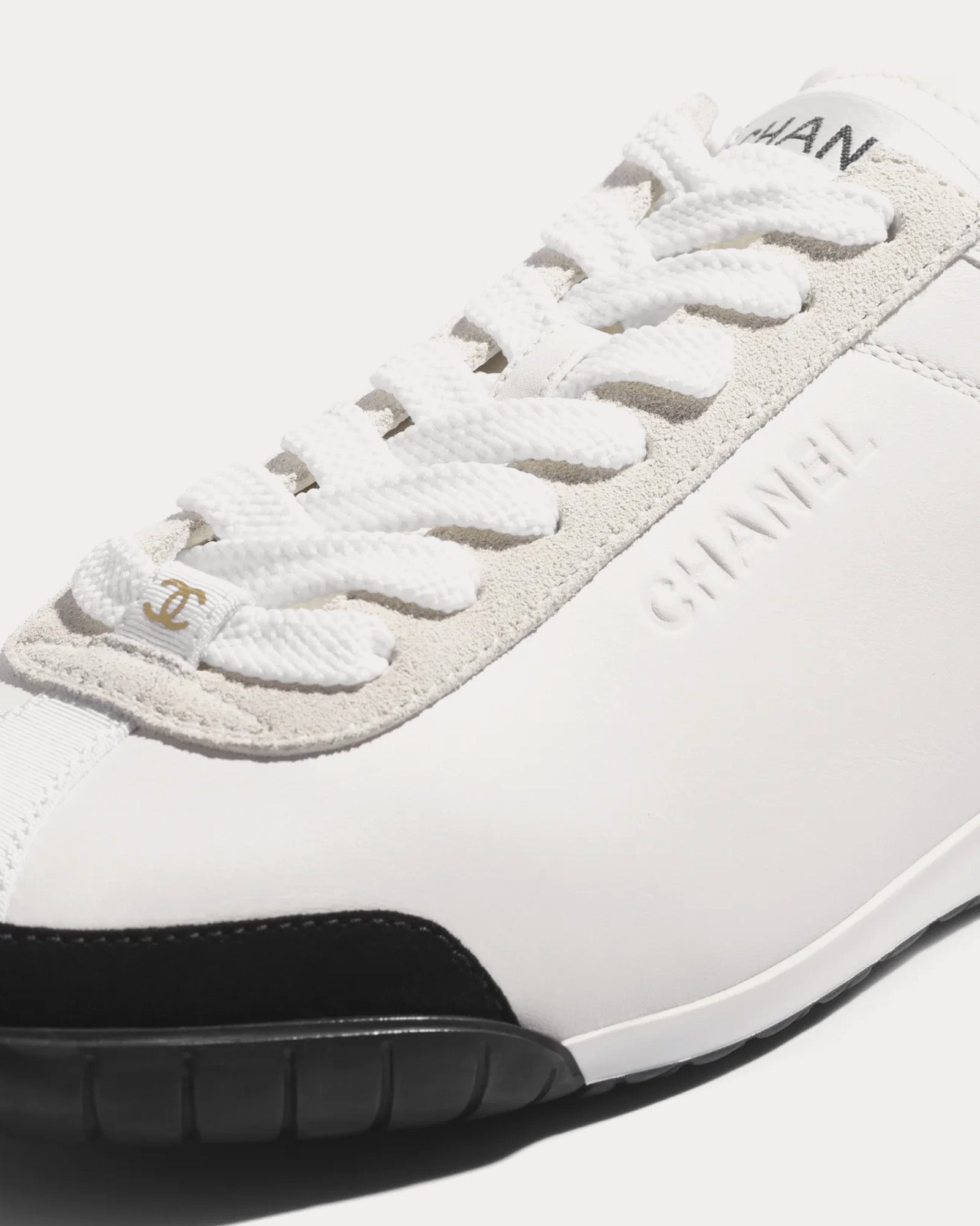 Chanel Calfskin & Suede Calfskin White Low Top Sneakers - Sneak in 