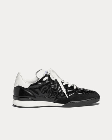 Chanel Shiny Calfskin Black / White Low Top Sneakers