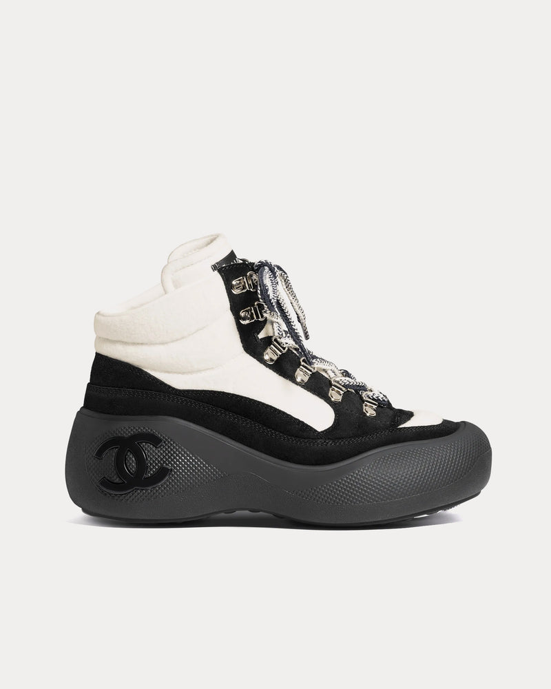 Chanel Wool & Suede Calfskin Ivory / Black Boots - 1