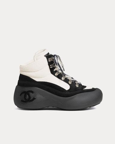 Chanel Wool & Suede Calfskin Ivory / Black Boots