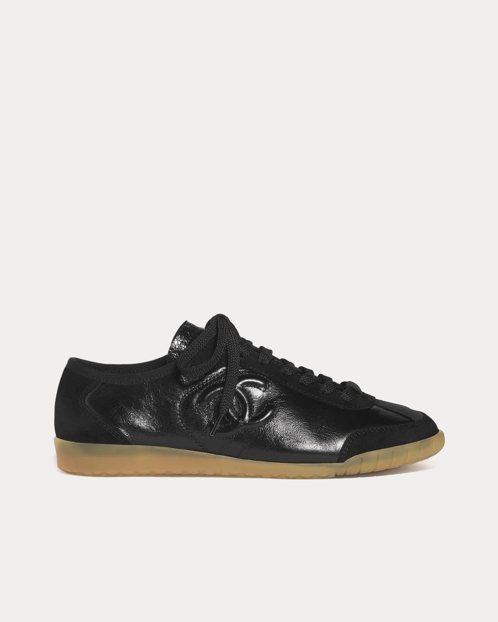 Chanel Calfskin & Suede Calfskin Black Low Top Sneakers - 1