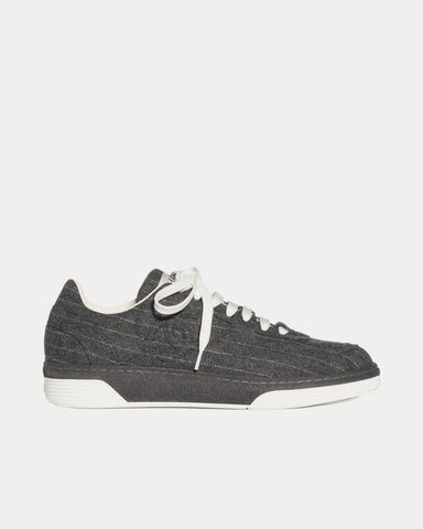 Chanel Wool & Mixed Fibres Dark Grey Low Top Sneakers