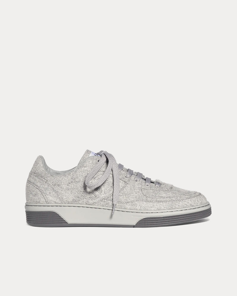 Chanel Wool & Mixed Fibres Light Grey Low Top Sneakers - 1