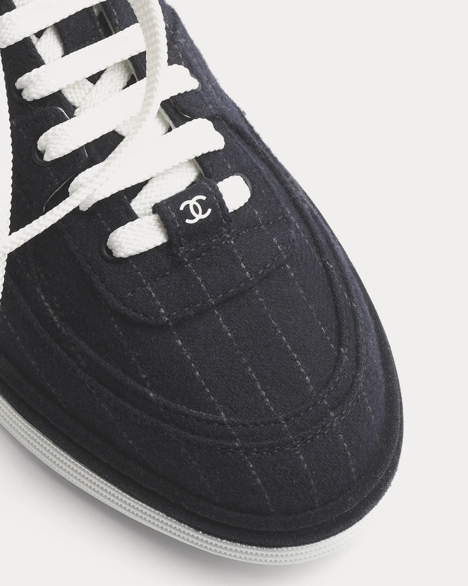 Chanel Wool & Mixed Fibres Navy Low Top Sneakers - 2