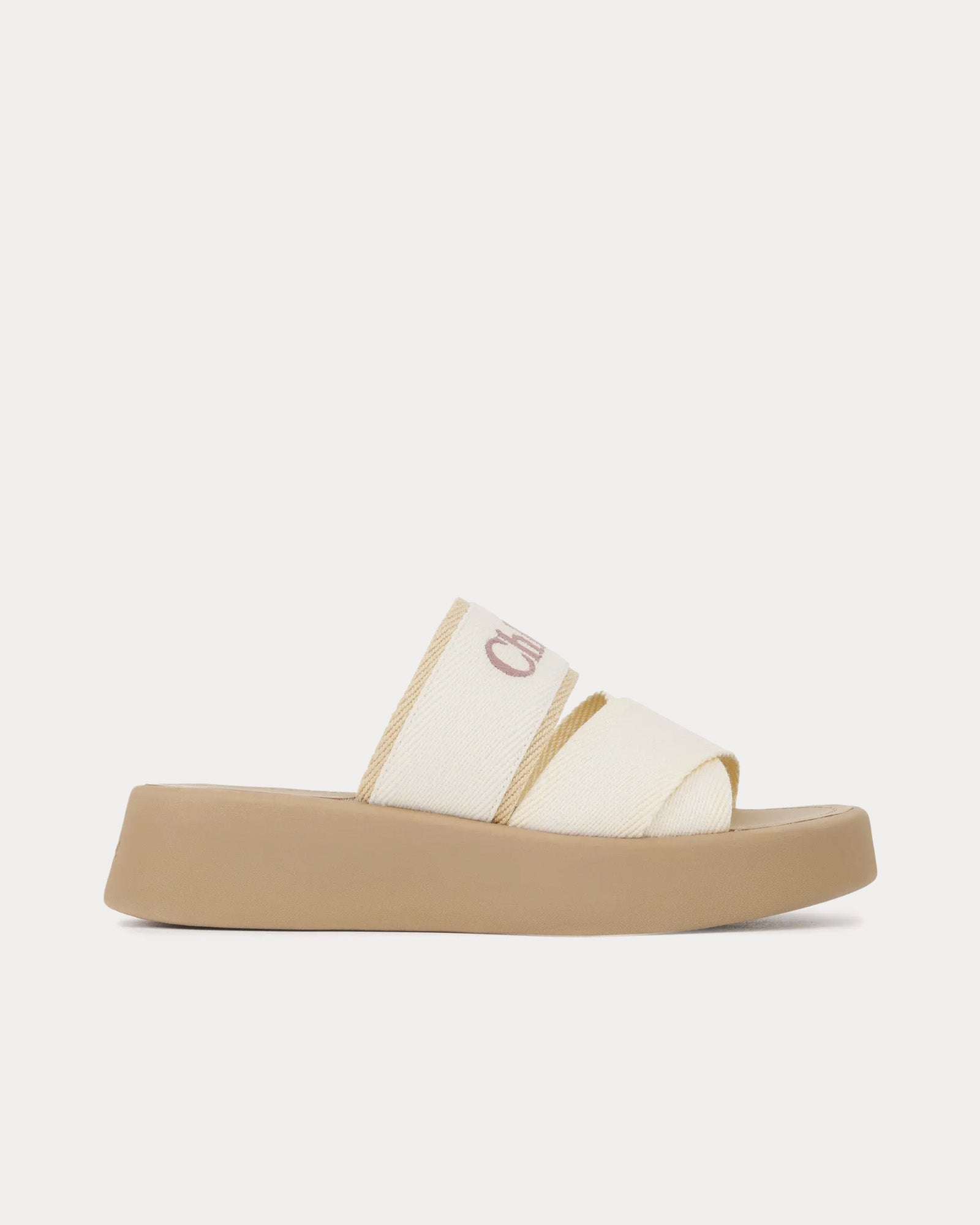 Chloé Mila Beige / White Slides - 1