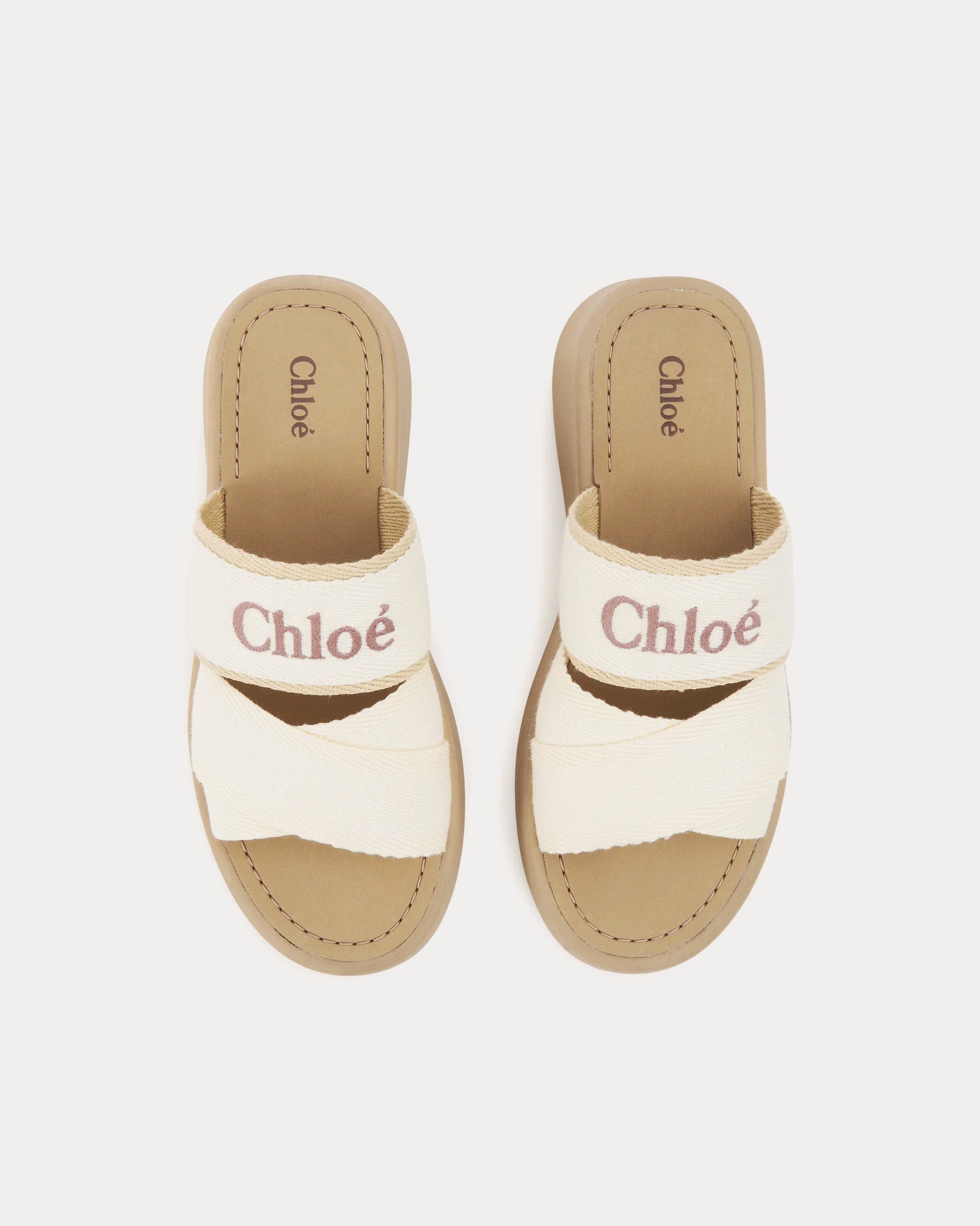 Chloé Mila Beige / White Slides - 2