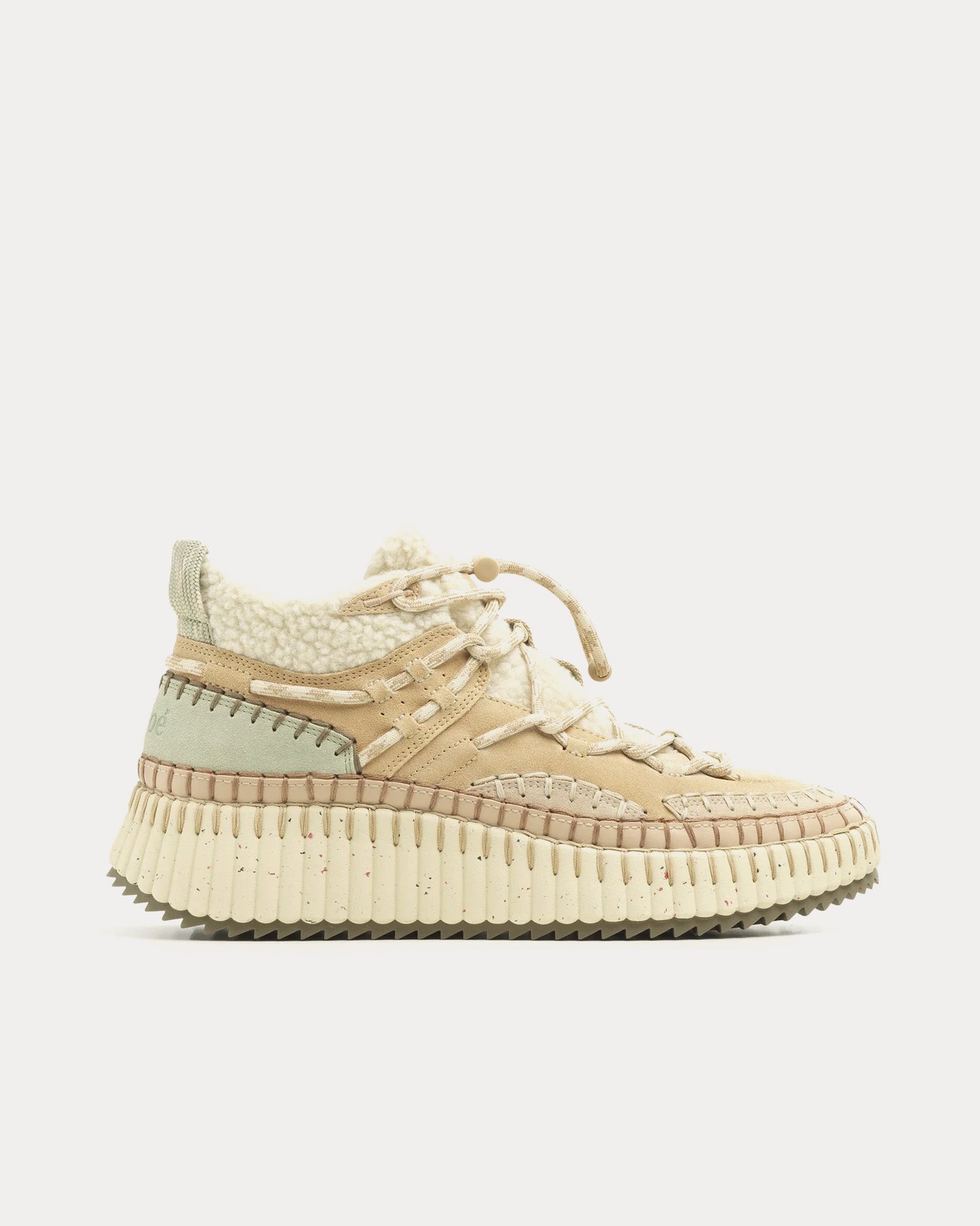 Chloé Nama Lace-Up Milky Mint Mid Top Sneakers - 1