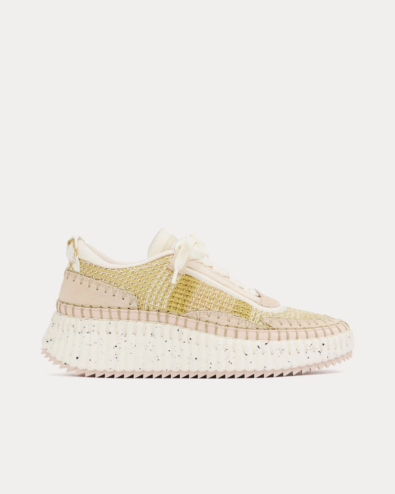 Chloé Nama Mesh Bright Gold Low Top Sneakers - 1