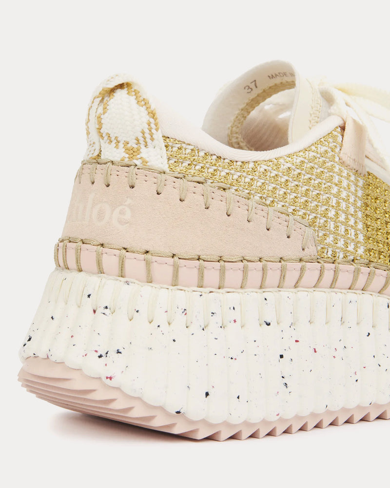 Chloé Nama Mesh Bright Gold Low Top Sneakers - 3