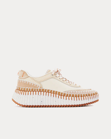 Chloé Nama Pearl Beige Low Top Sneakers