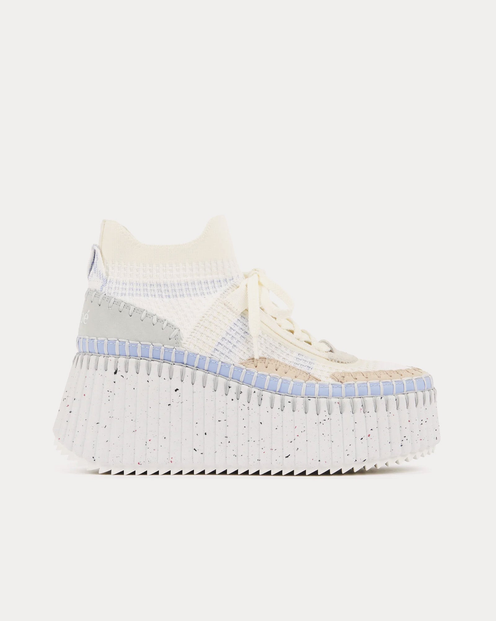 Chloé Nama Wedge Pearl Blue High Top Sneakers - 1