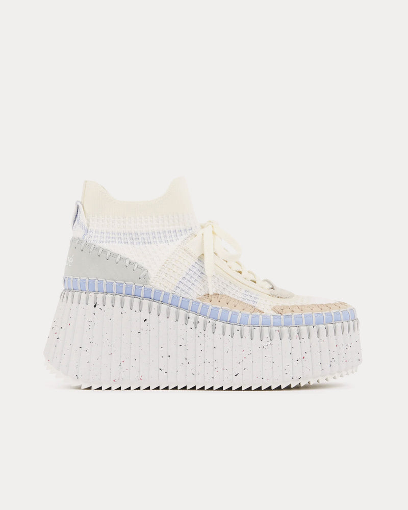 Chloé Nama Wedge Pearl Blue High Top Sneakers - 1