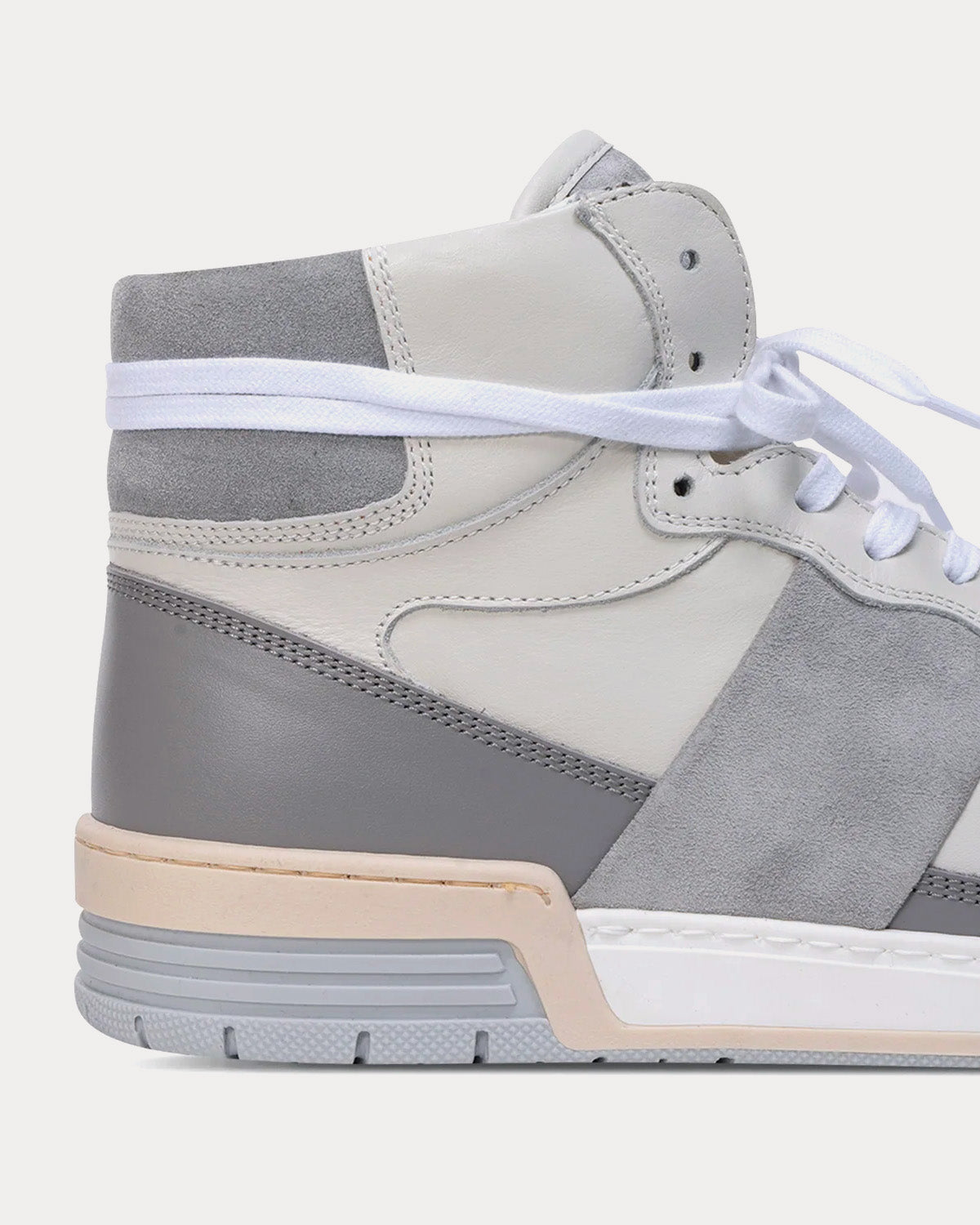 Collegium Pillar Destroyer II 'Devastator' Leather & Suede Platinum Grey High Top Sneakers - 4