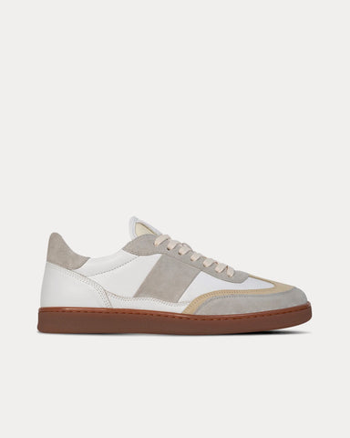 Collegium Pillar Court II Leather & Suede Platinum Low Top Sneakers