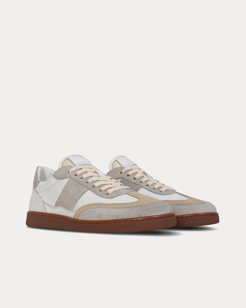 Collegium Pillar Court II Leather & Suede Platinum Low Top Sneakers ...