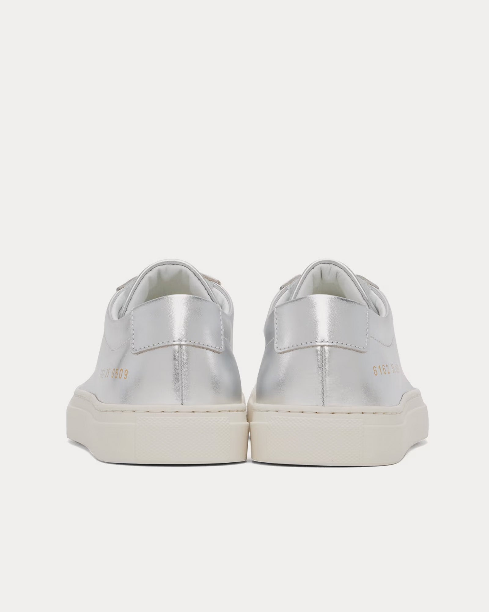 Common Projects Achilles Metallic Leather Silver Low Top Sneakers - 3