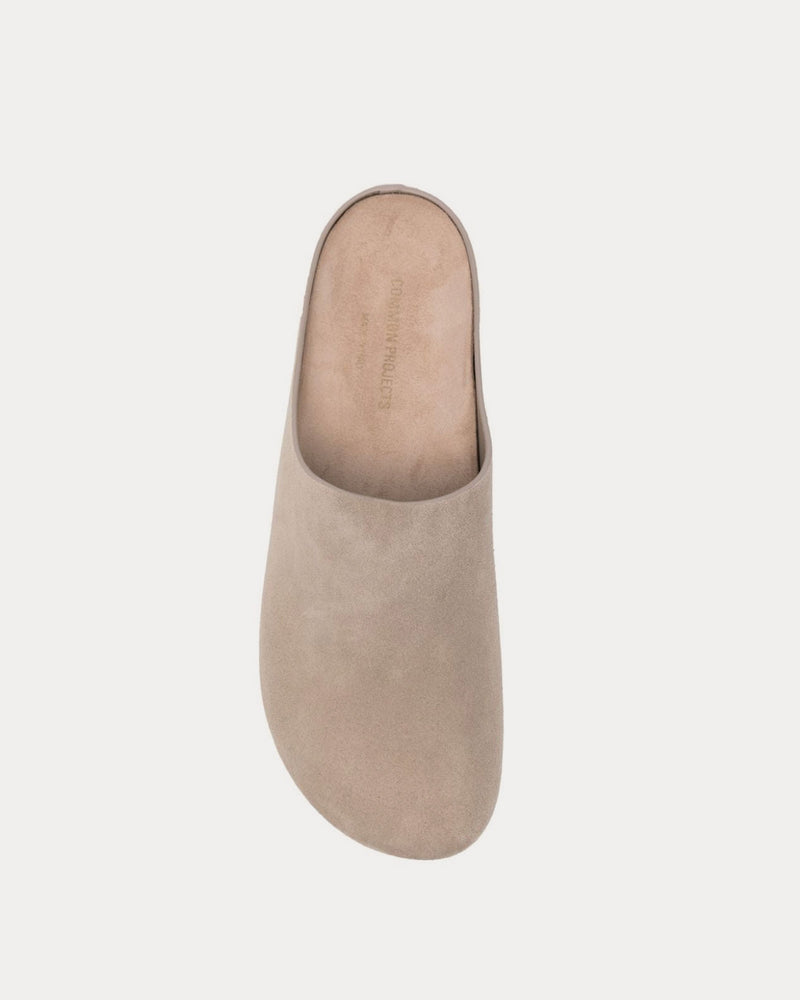 Common Projects Suede Taupe Clogs - 2