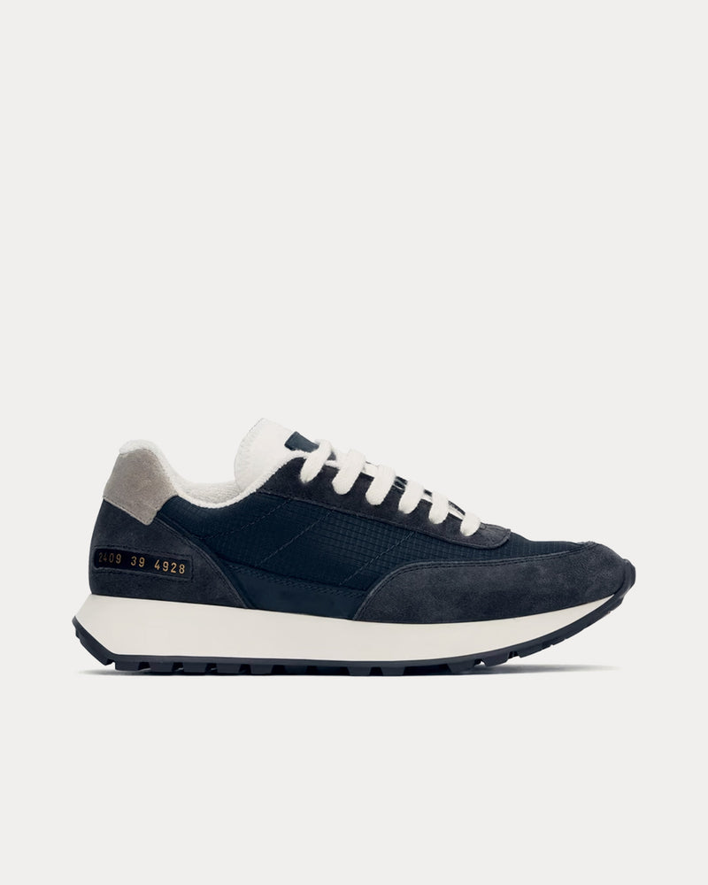 Common Projects Track Classic Leather & Suede-Trimmed Ripstop Navy Low Top Sneakers - 1