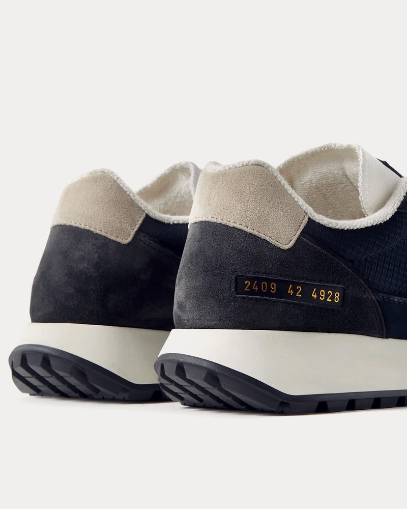 Common Projects Track Classic Leather & Suede-Trimmed Ripstop Navy Low Top Sneakers - 2