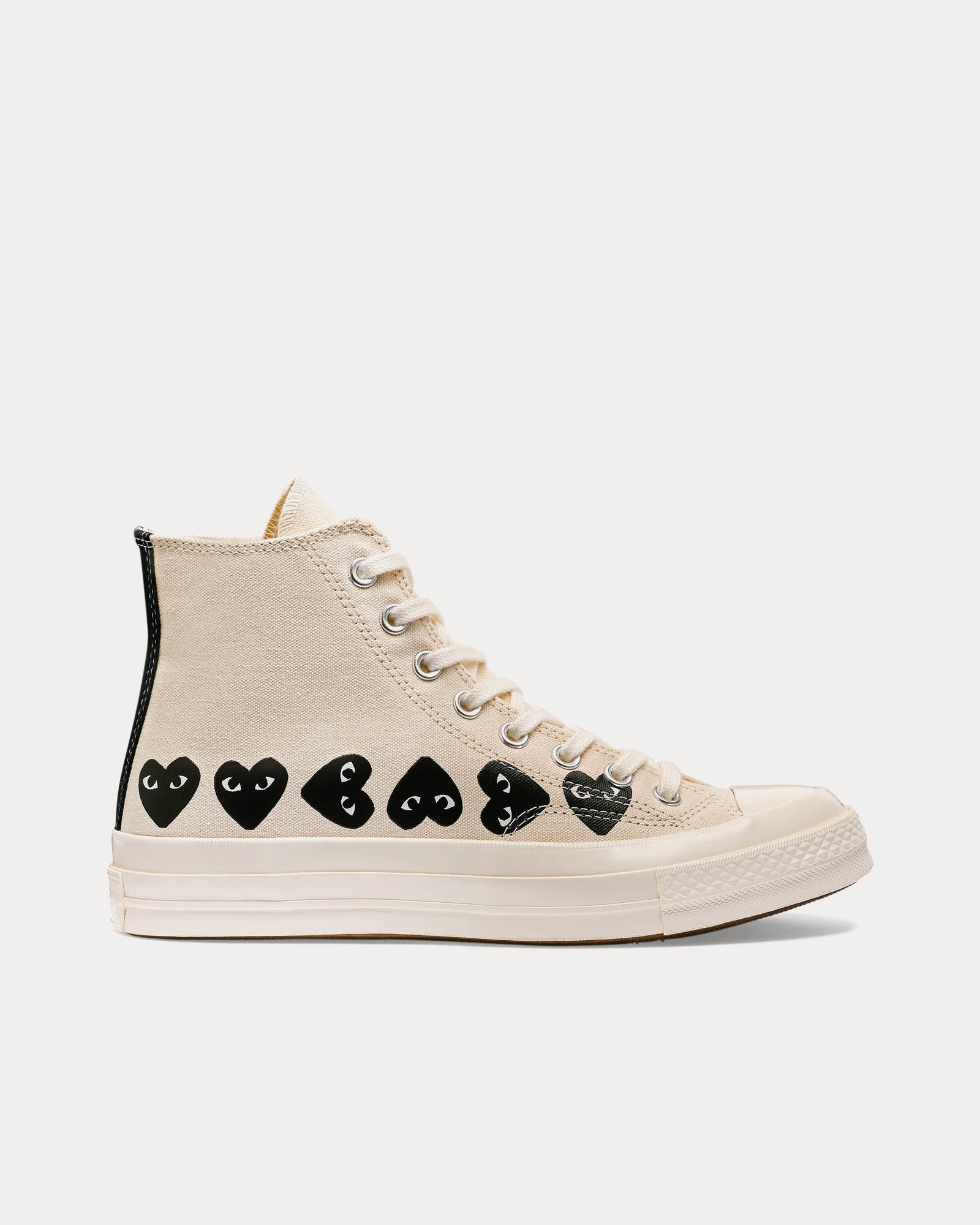 Converse x Comme des Garçons PLAY Chuck Taylor All Star '70 Multi Heart Beige / Black High Top Sneakers - 1