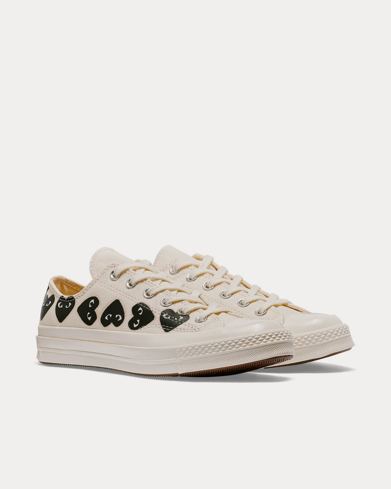 Converse x Comme des Garçons PLAY Chuck Taylor All Star '70 Multi Heart Beige / Black Low Top Sneakers - 3