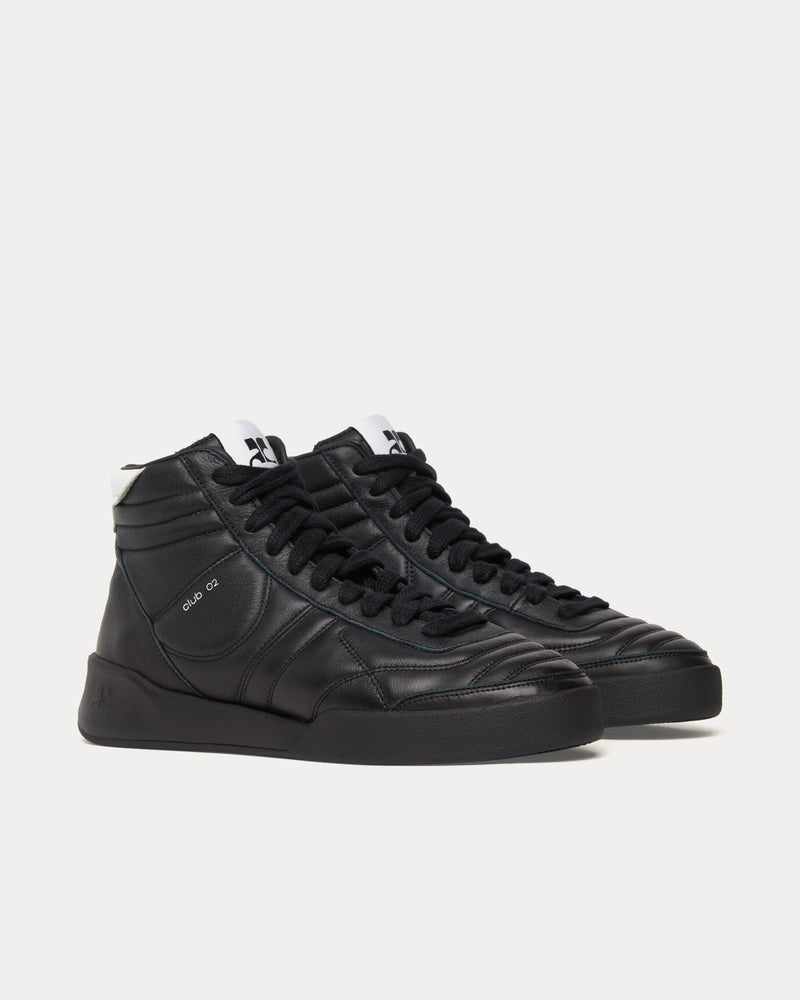 Courrèges Club 02 Leather Black Mid Top Sneakers - 2