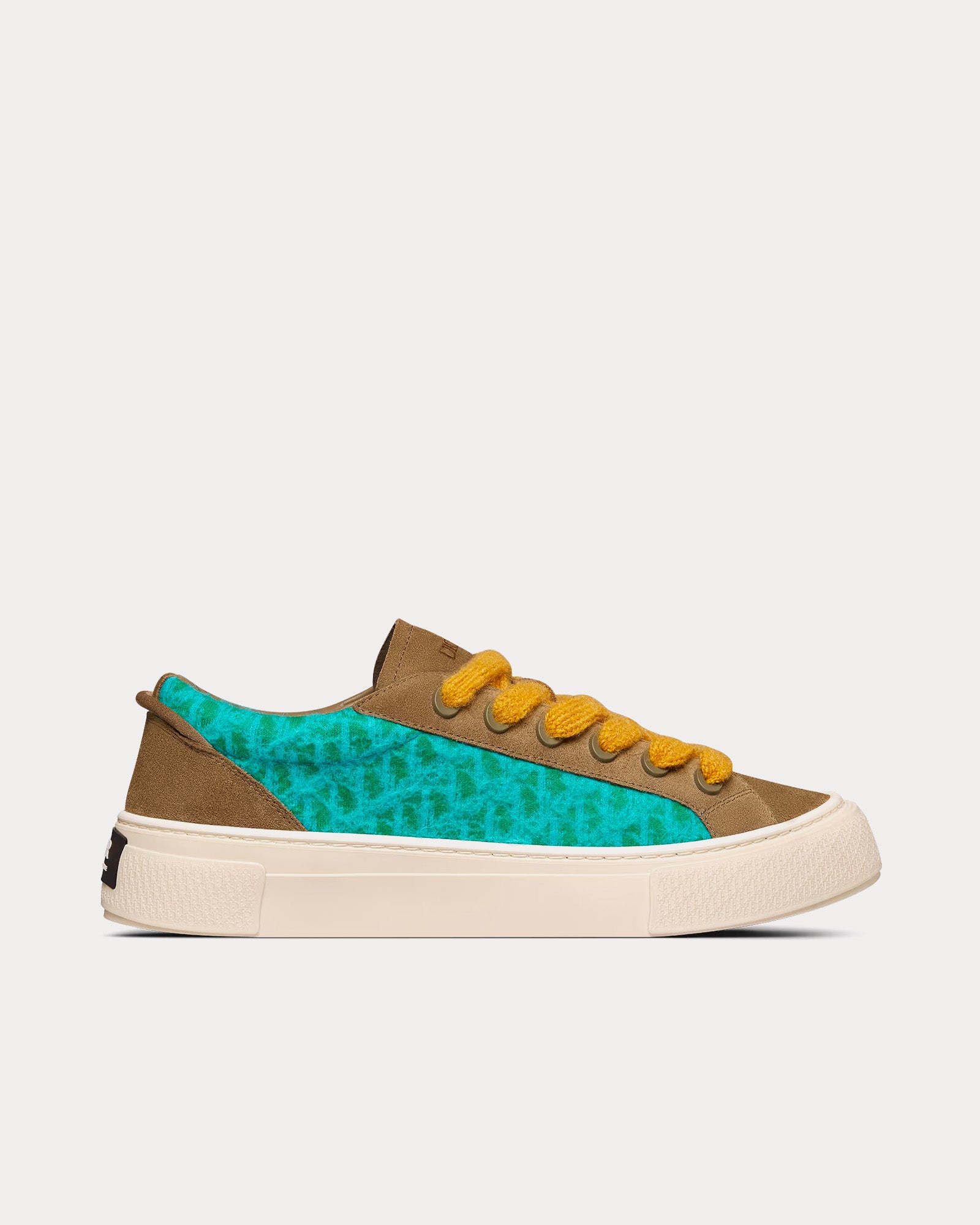 Dior - B33 Limited Edition Turquoise Dior Oblique Mohair and Brown Suede Low Top Sneakers