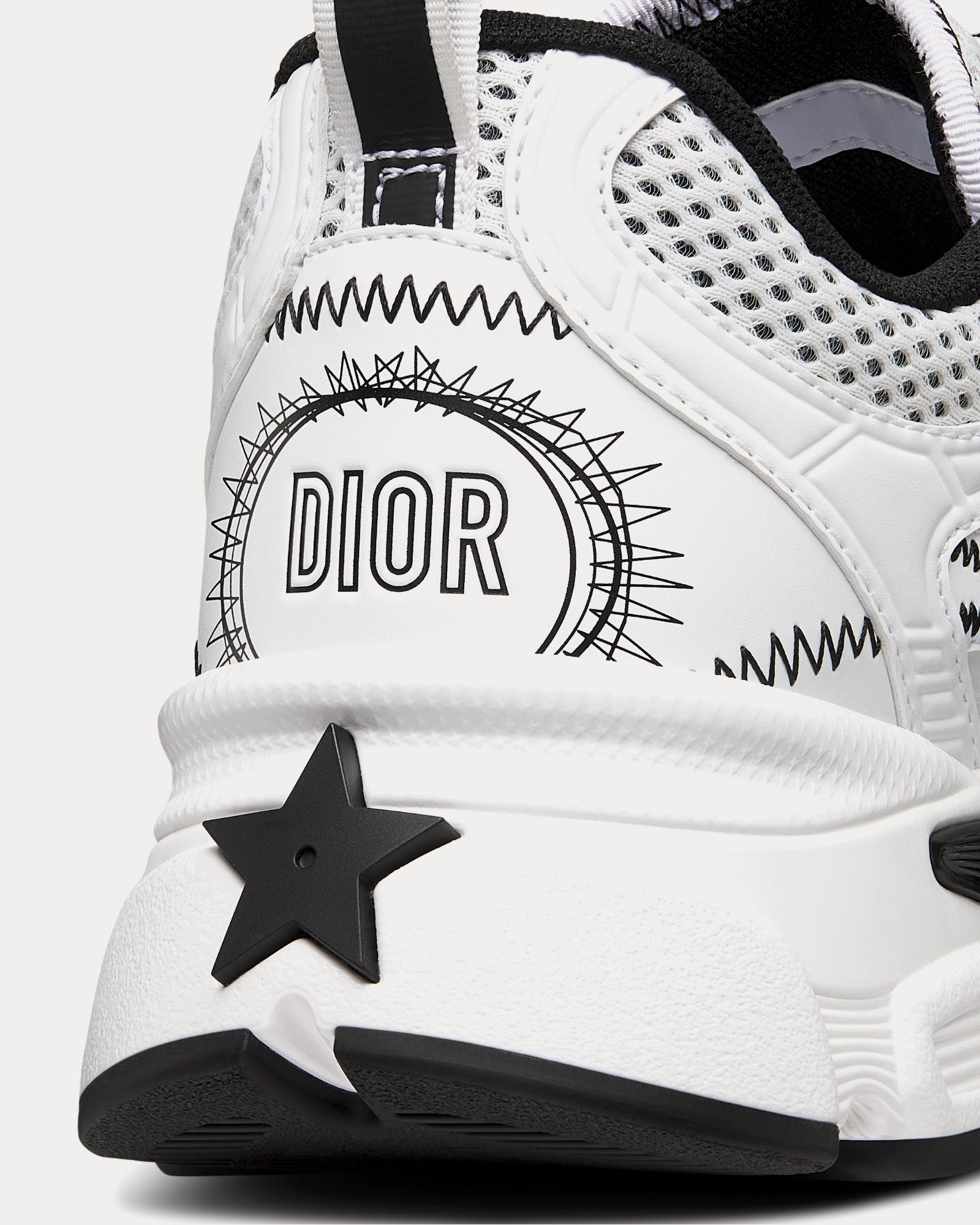 Dior Chrono White and Black Mesh with Leather-Effect Panels Low Top Sneakers - 3