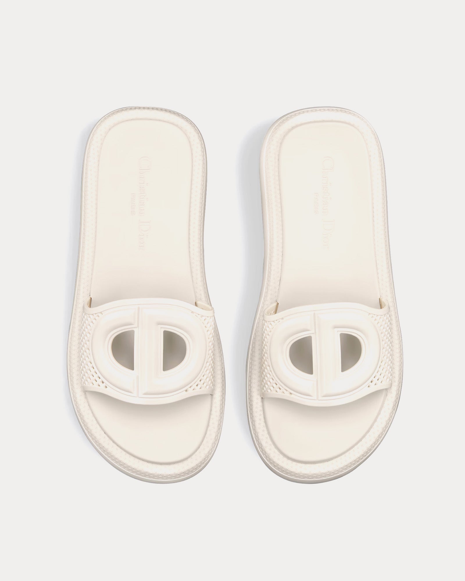 Dior Dioriviera D-Club Candy White Rubber Slides - 2