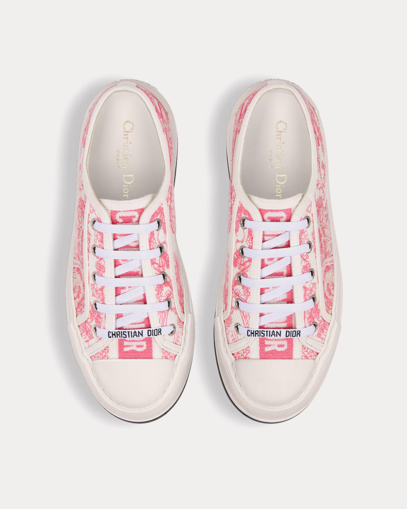 Dior Dioriviera Walk'n'Dior Platform Cotton Embroidered with Candy Pink Toile de Jouy Sauvage Motif Low Top Sneakers - 2