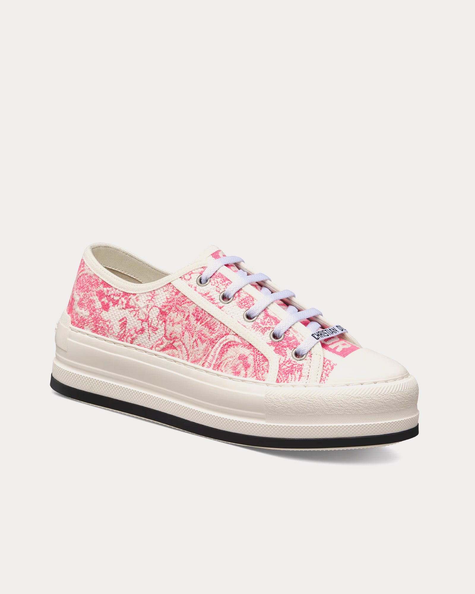 Dior Dioriviera Walk'n'Dior Platform Cotton Embroidered with Candy Pink Toile de Jouy Sauvage Motif Low Top Sneakers - 3