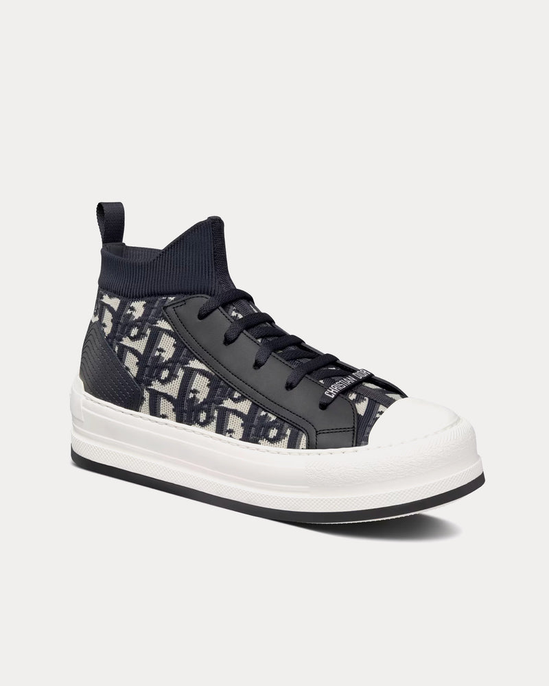 Dior Walk'n'Dior Platform Deep Blue Dior Oblique Technical Mesh and Calfskin High Top Sneakers - 4