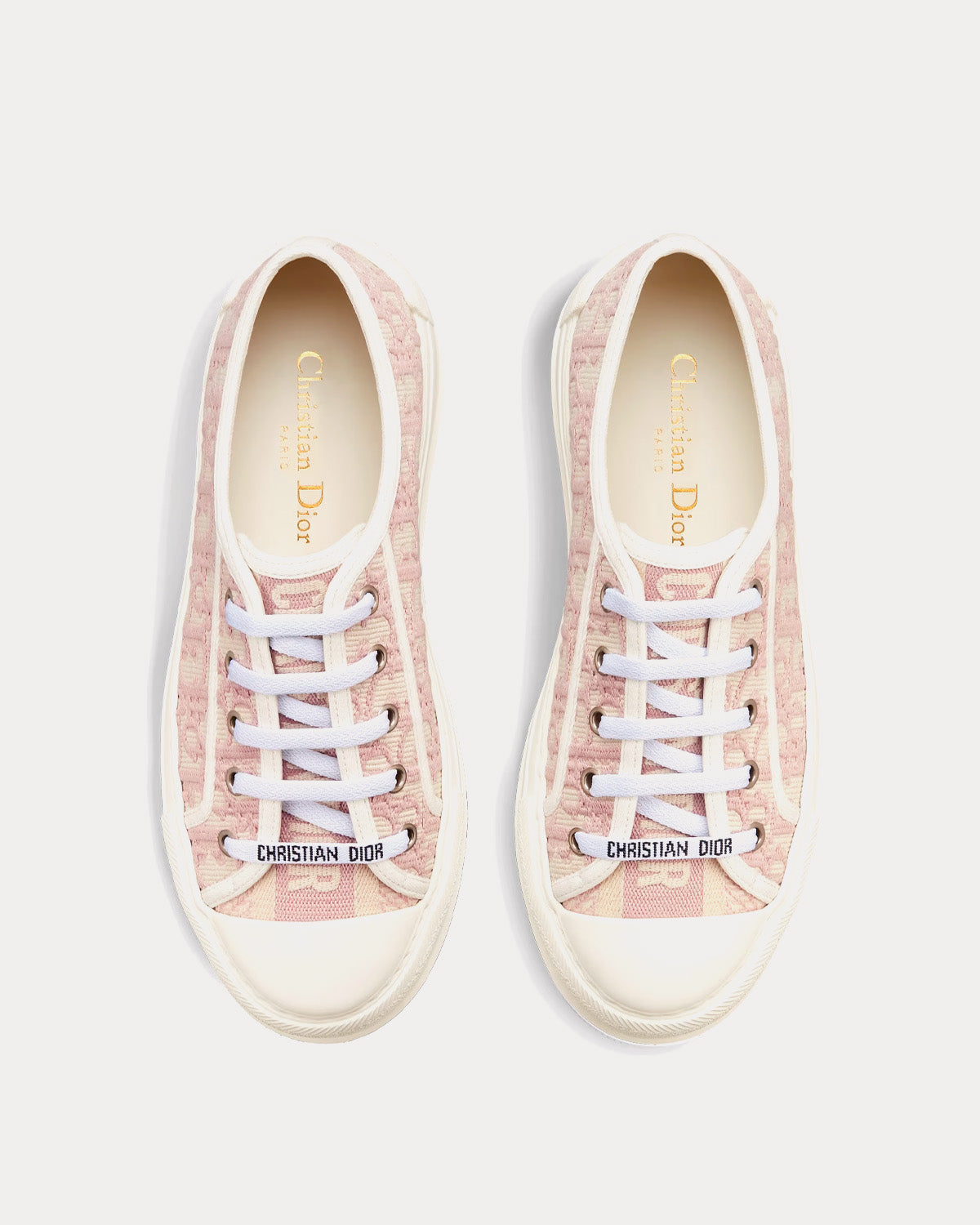 Dior Walk'n'Dior Platform Nude Dior Oblique Embroidered Cotton Low Top Sneakers - 2