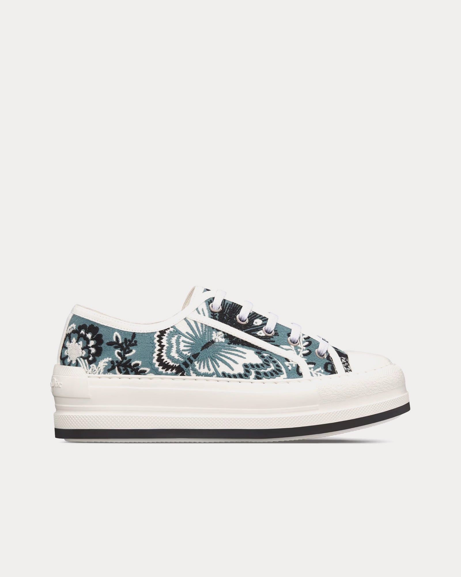 Dior Walk'n'Dior Platform Denim Blue Multicolor Embroidered Cotton with Butterfly Bandana Motif Low Top Sneakers - 1