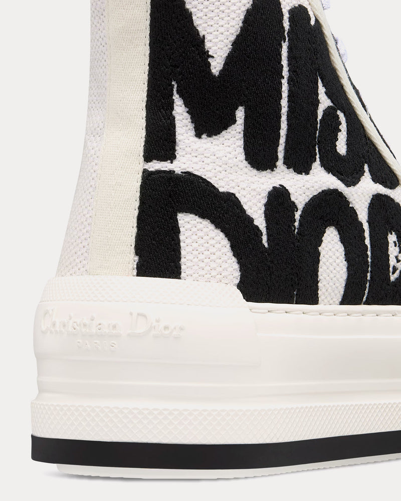 Dior Walk'n'Dior Platform White and Black Embroidered Cotton High Top Sneakers - 4