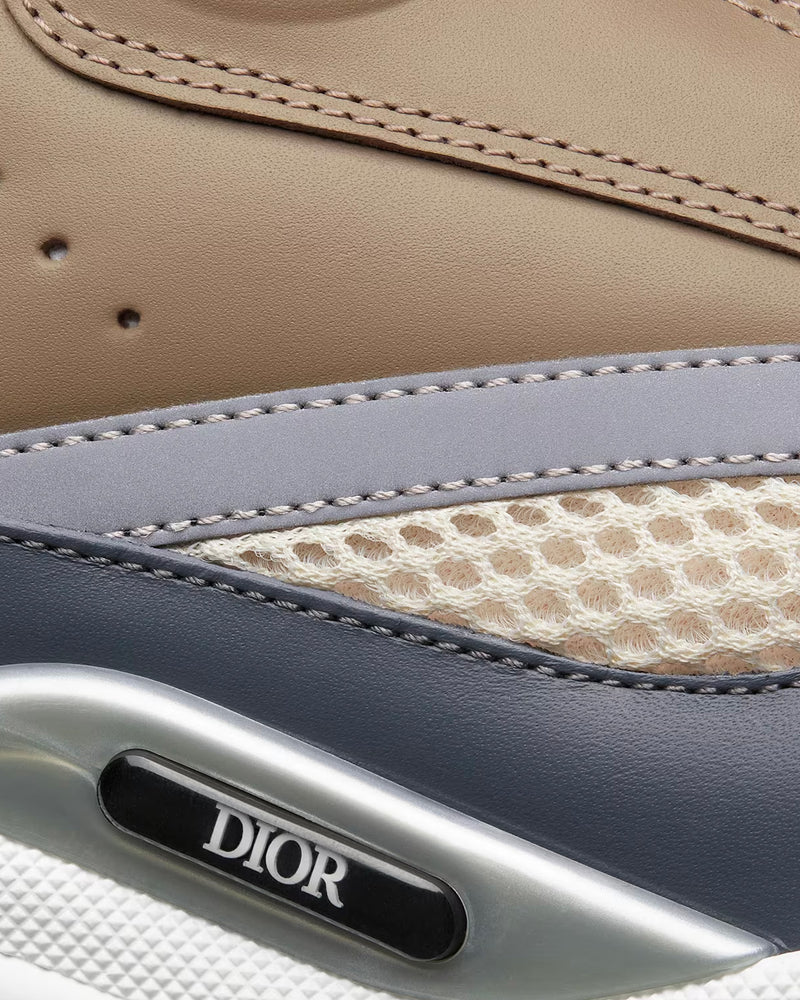 Dior B22 Beige Technical Mesh with Deep Gray and Brown Smooth Calfskin Low Top Sneakers - 6