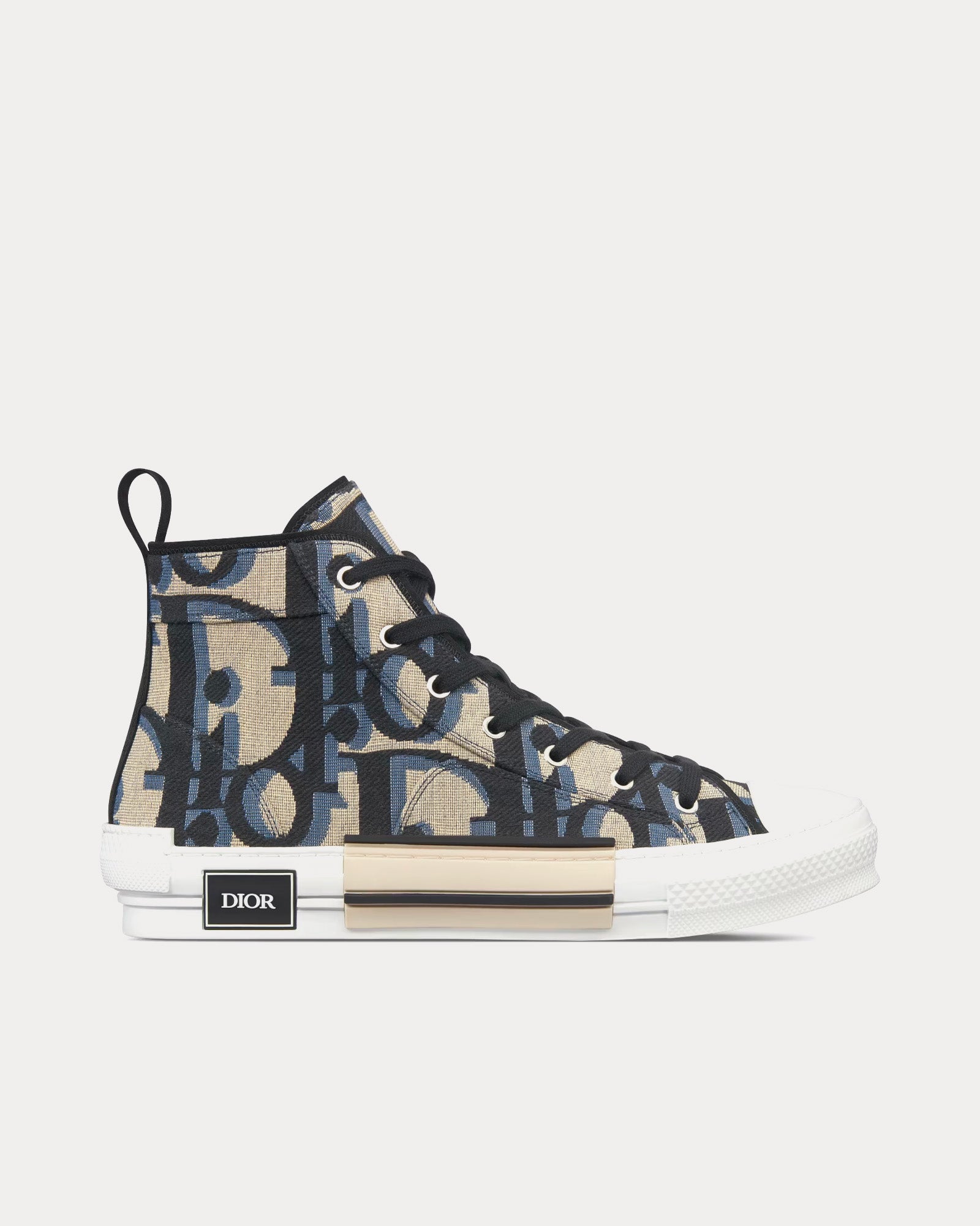 Dior B23 Beige and Black Maxi Dior Oblique Jacquard High Top Sneakers - 1