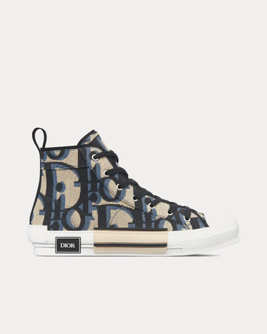 Dior B23 Beige and Black Maxi Dior Oblique Jacquard High Top Sneakers