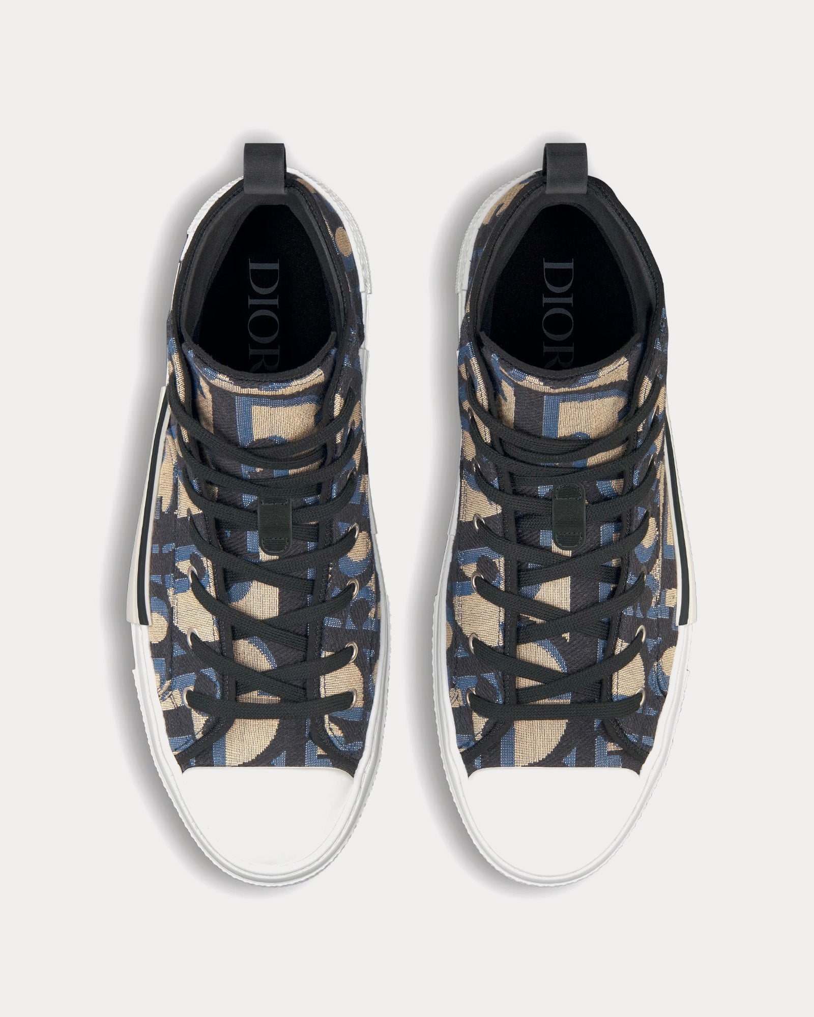 Dior B23 Beige and Black Maxi Dior Oblique Jacquard High Top Sneakers - 2