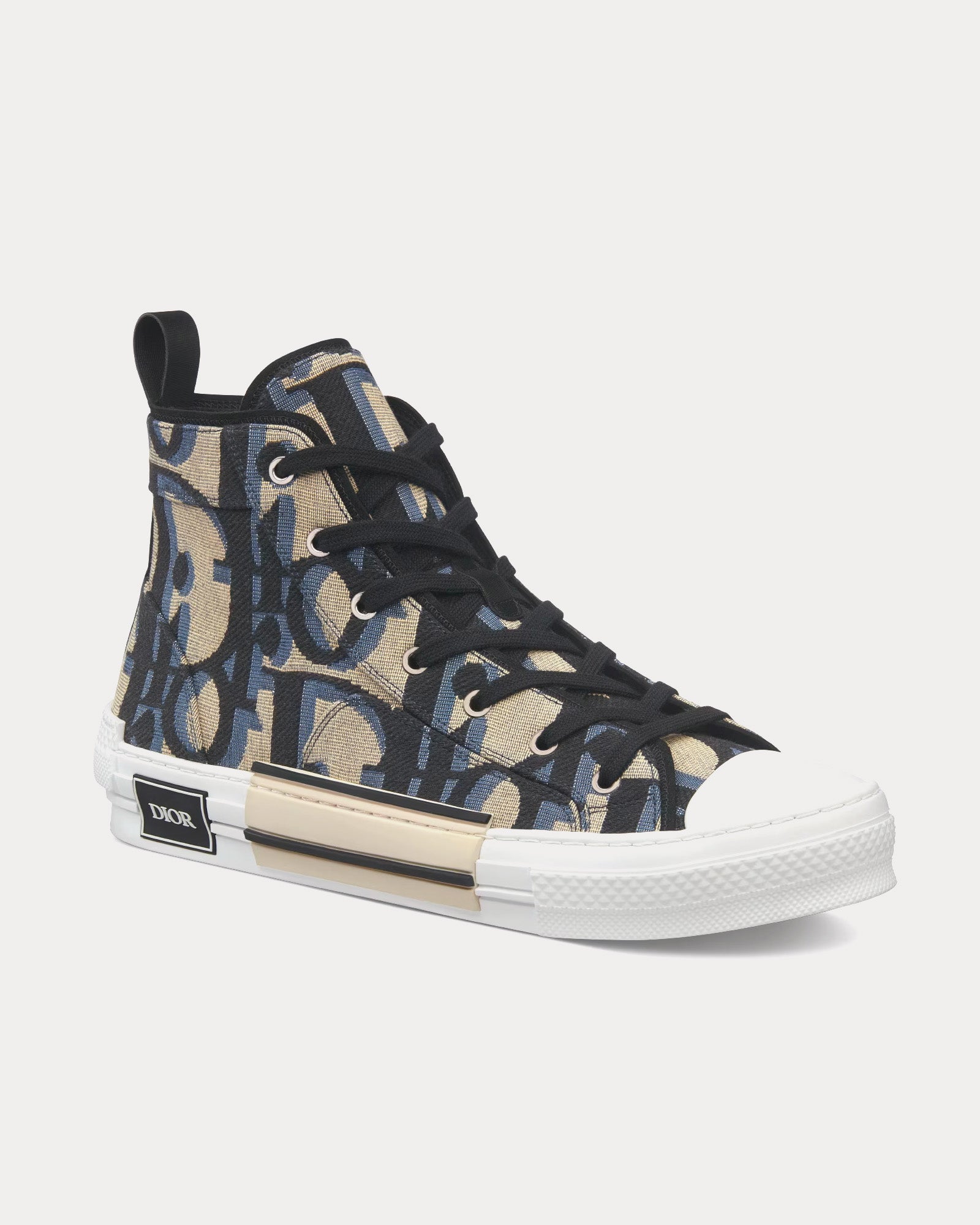 Dior B23 Beige and Black Maxi Dior Oblique Jacquard High Top Sneakers - 4