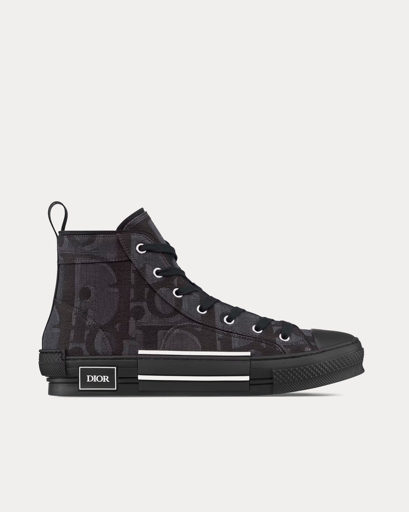 Dior B23 Black Maxi Dior Oblique Jacquard High Top Sneakers - 1