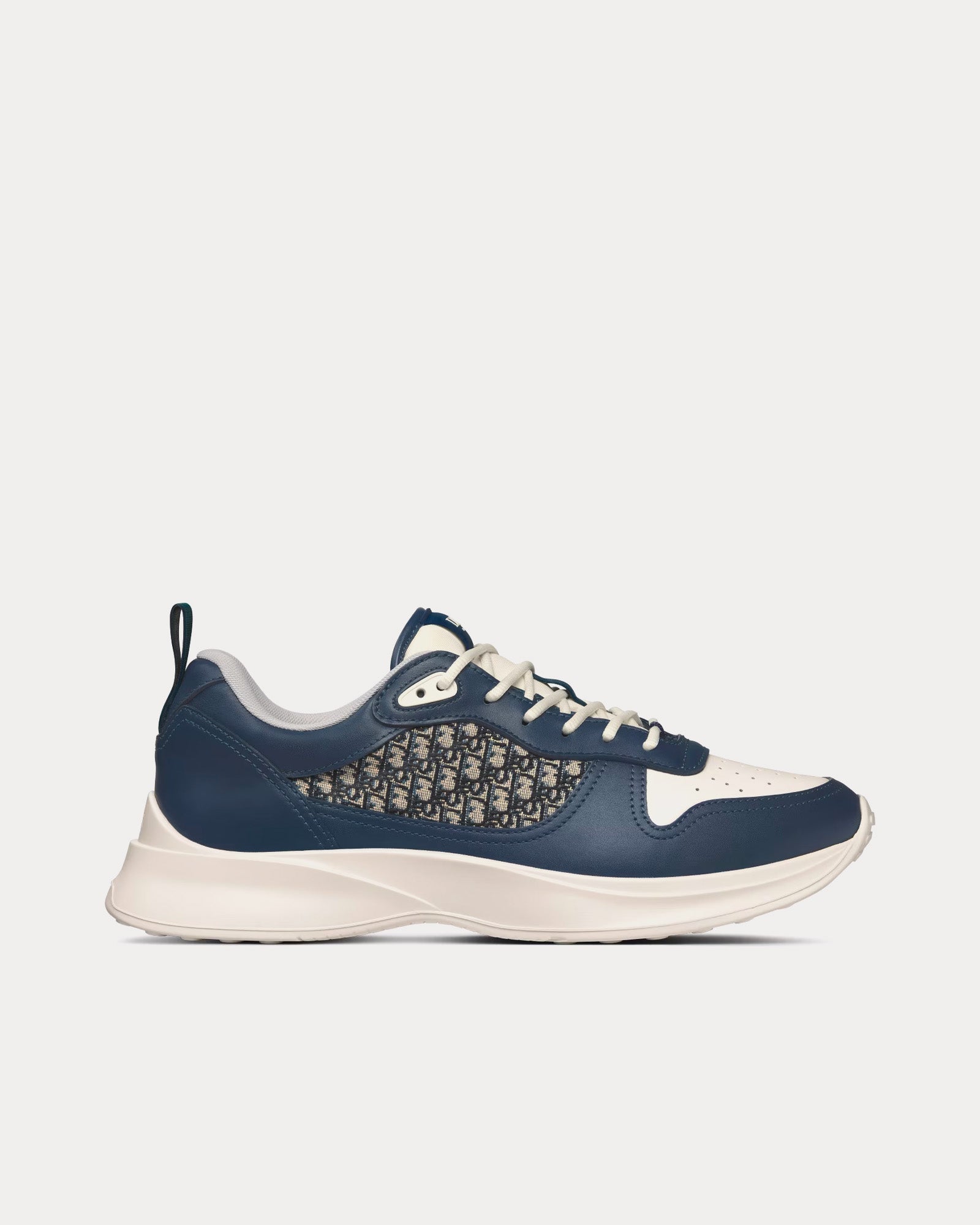 Dior B25 Runner Navy Blue and Cream Smooth Calfskin with Beige and Black Dior Oblique Jacquard Low Top Sneakers - 1