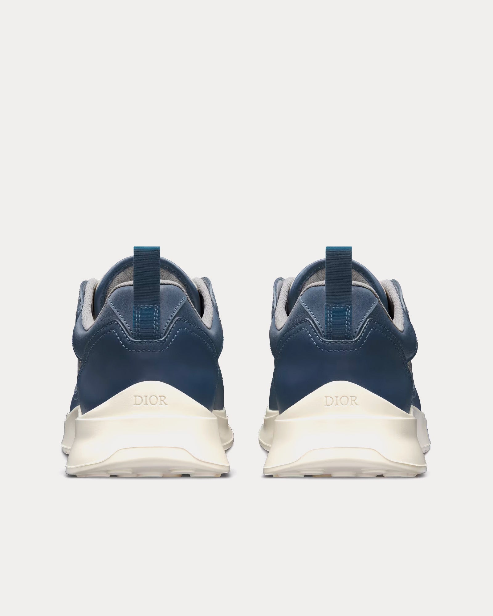 Dior B25 Runner Navy Blue and Cream Smooth Calfskin with Beige and Black Dior Oblique Jacquard Low Top Sneakers - 4